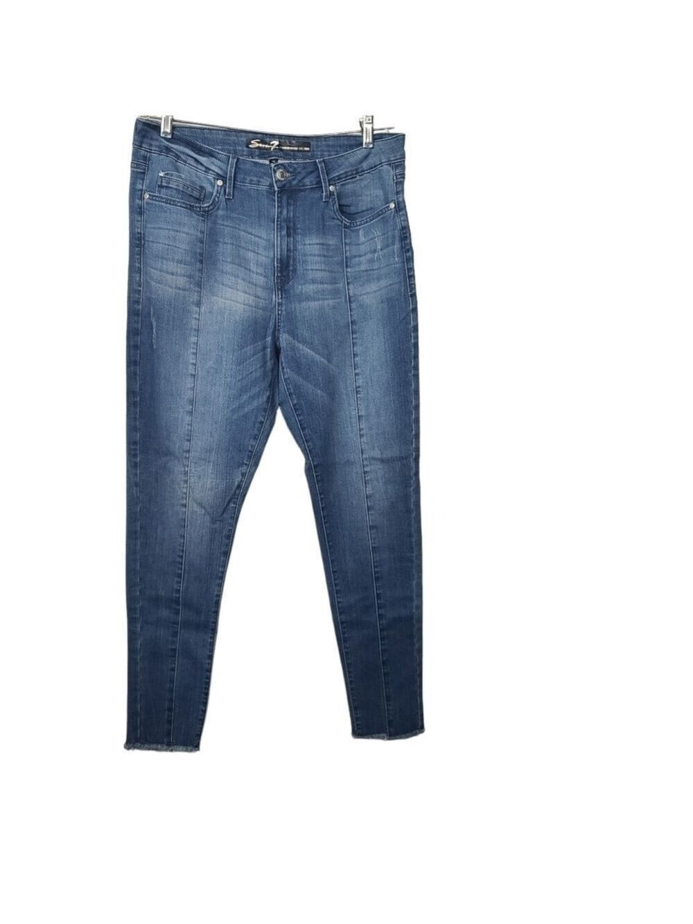 Seven7 Mid Rise Ankle Skinny Distressed Jeans 14